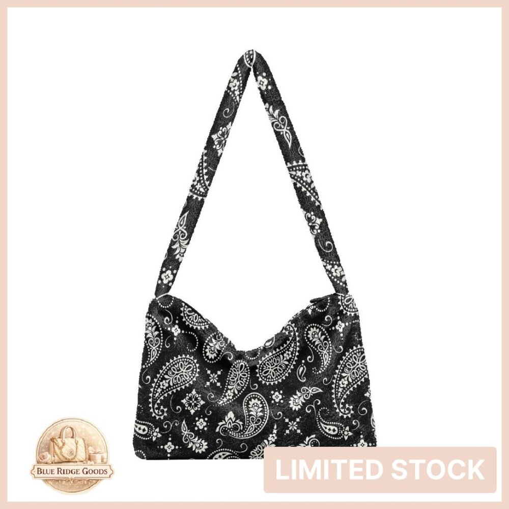 Plush Hobo Tote Shoulder Bag Vintage Elegant Winter Chic Crossbody Purse